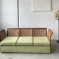 Refurbished Velvet & Rattan Sofa, Circa 1960-70