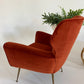 Vintage Italian Paprika Velvet Armchair
