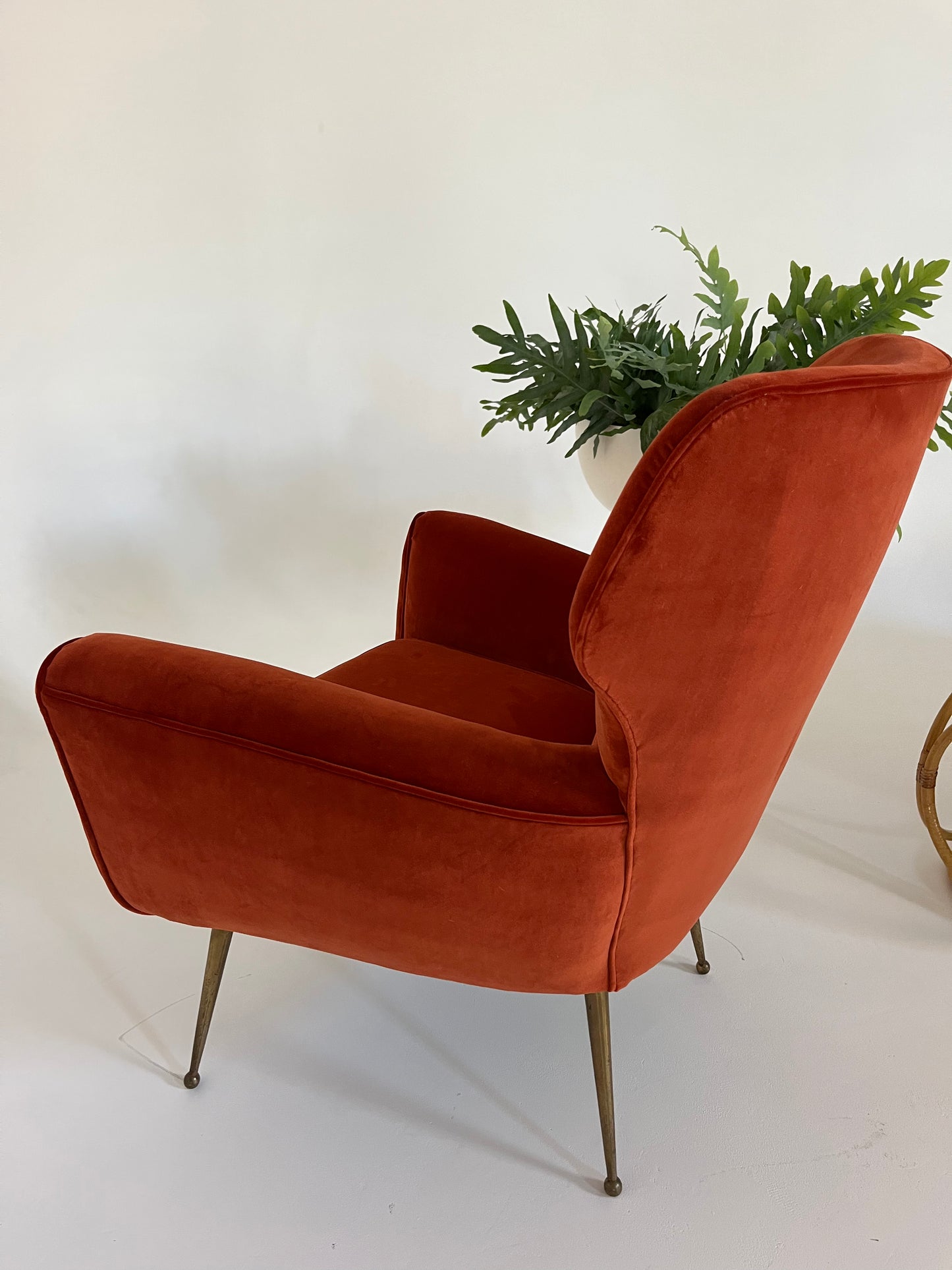 Vintage Italian Paprika Velvet Armchair