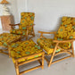 Bamboo Reclining Armchair and Foot Stool - Two Available