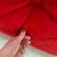 Vintage Ligne Roset Togo Fireside & Ottoman Set - Red Suede