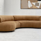 Curved Dark Caramel Chambray Velvet Sofa