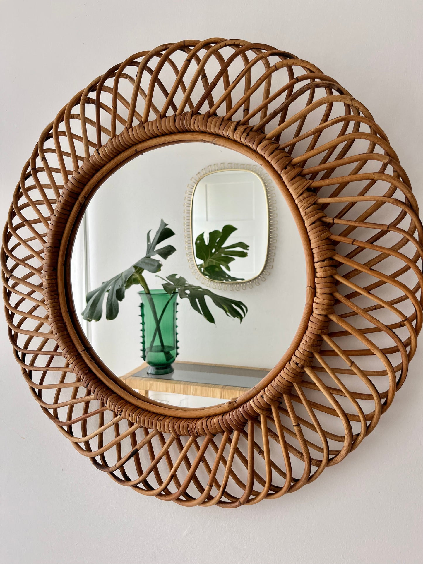 Vintage Italian Bamboo Mirror by Bonacina