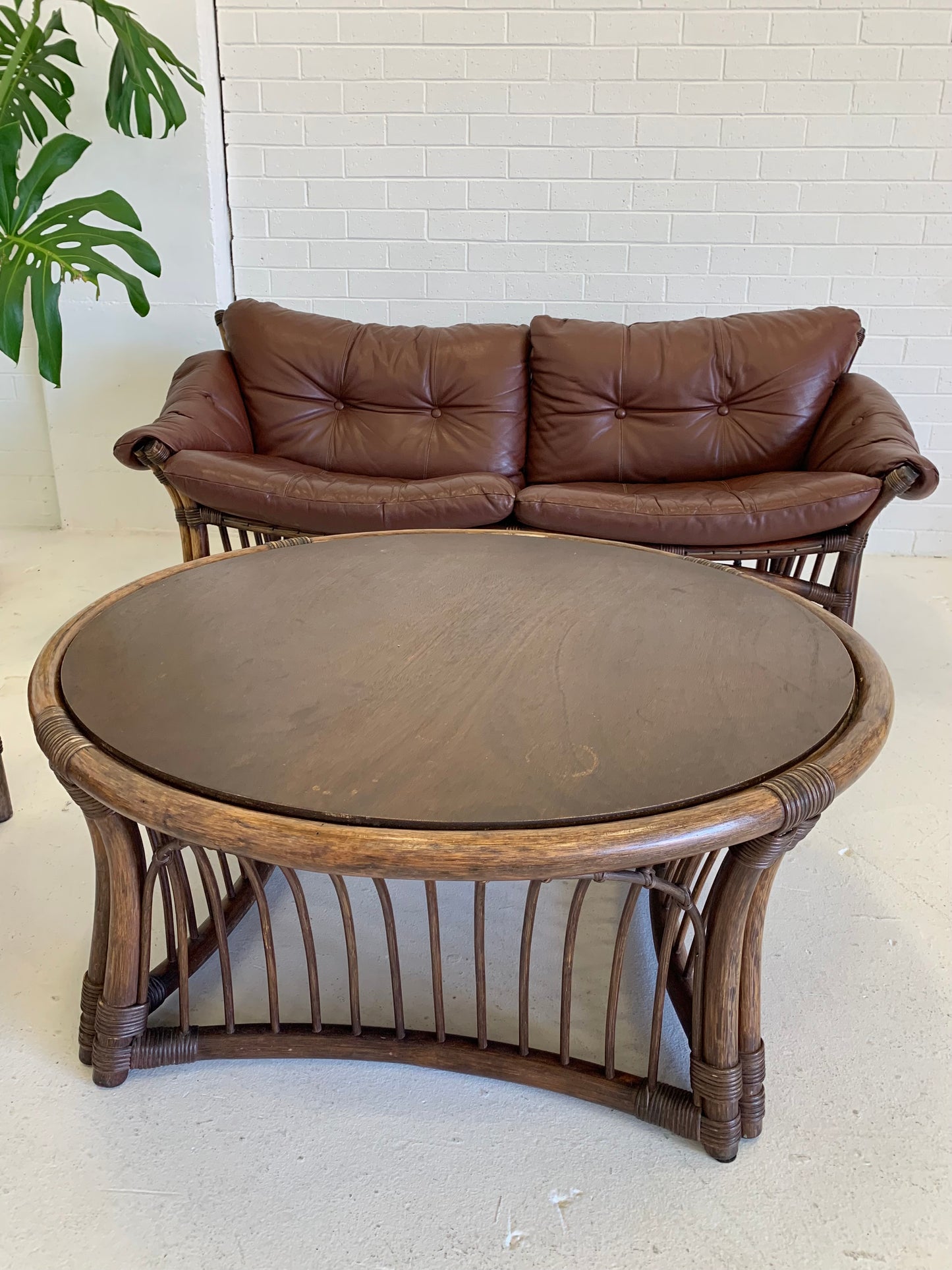 Vintage Cane + Bamboo Coffee Table