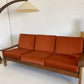 Mid Century Rust Velvet Plank Sofa