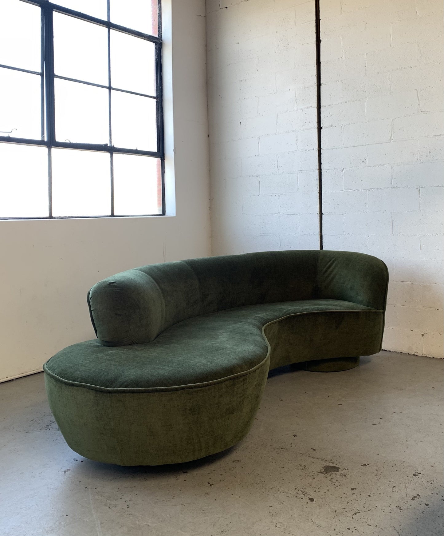 Curved Velvet Sofa in Deep Botanical Green