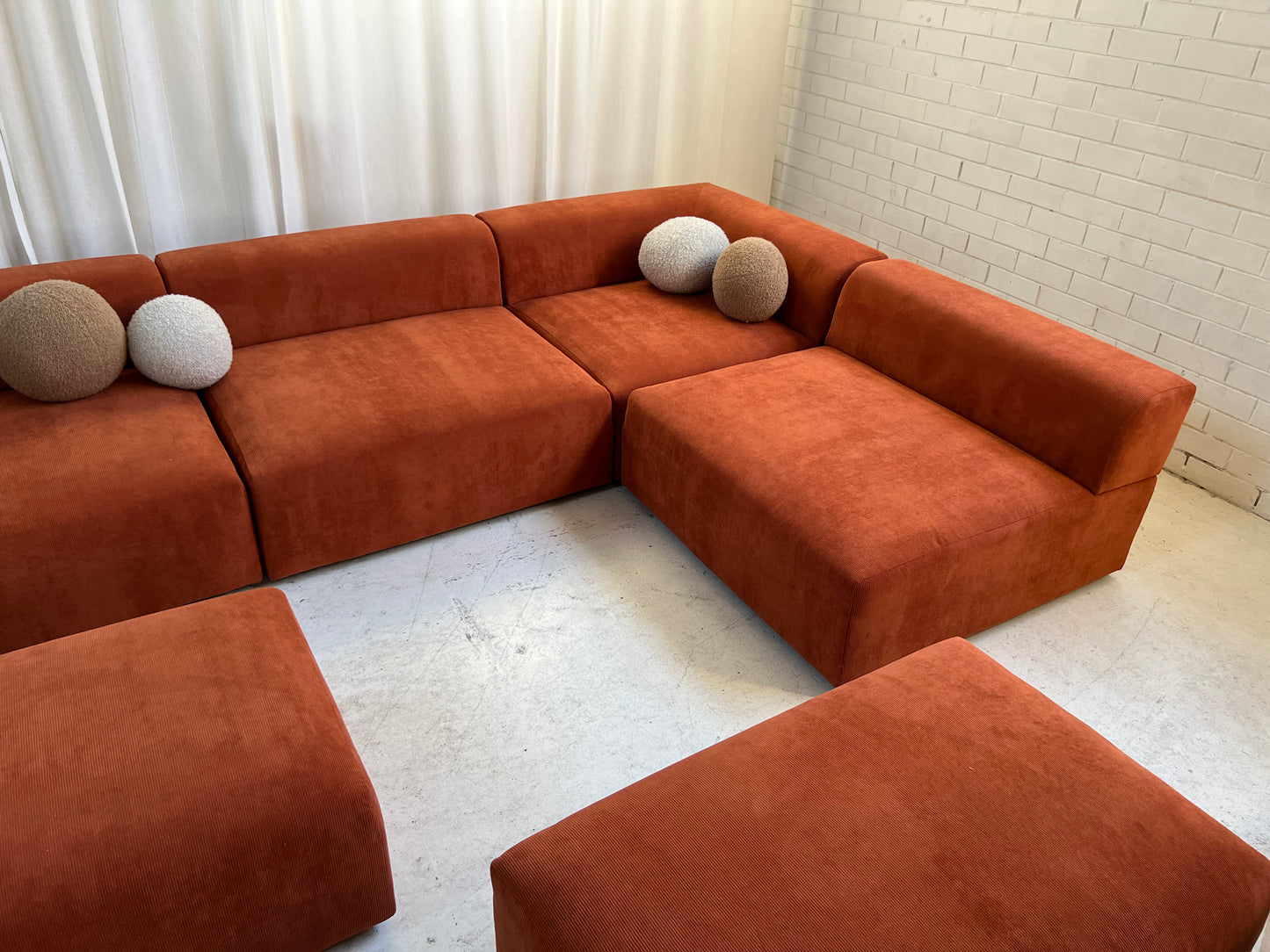 Bespoke Large Corduroy Modular Sofa Set