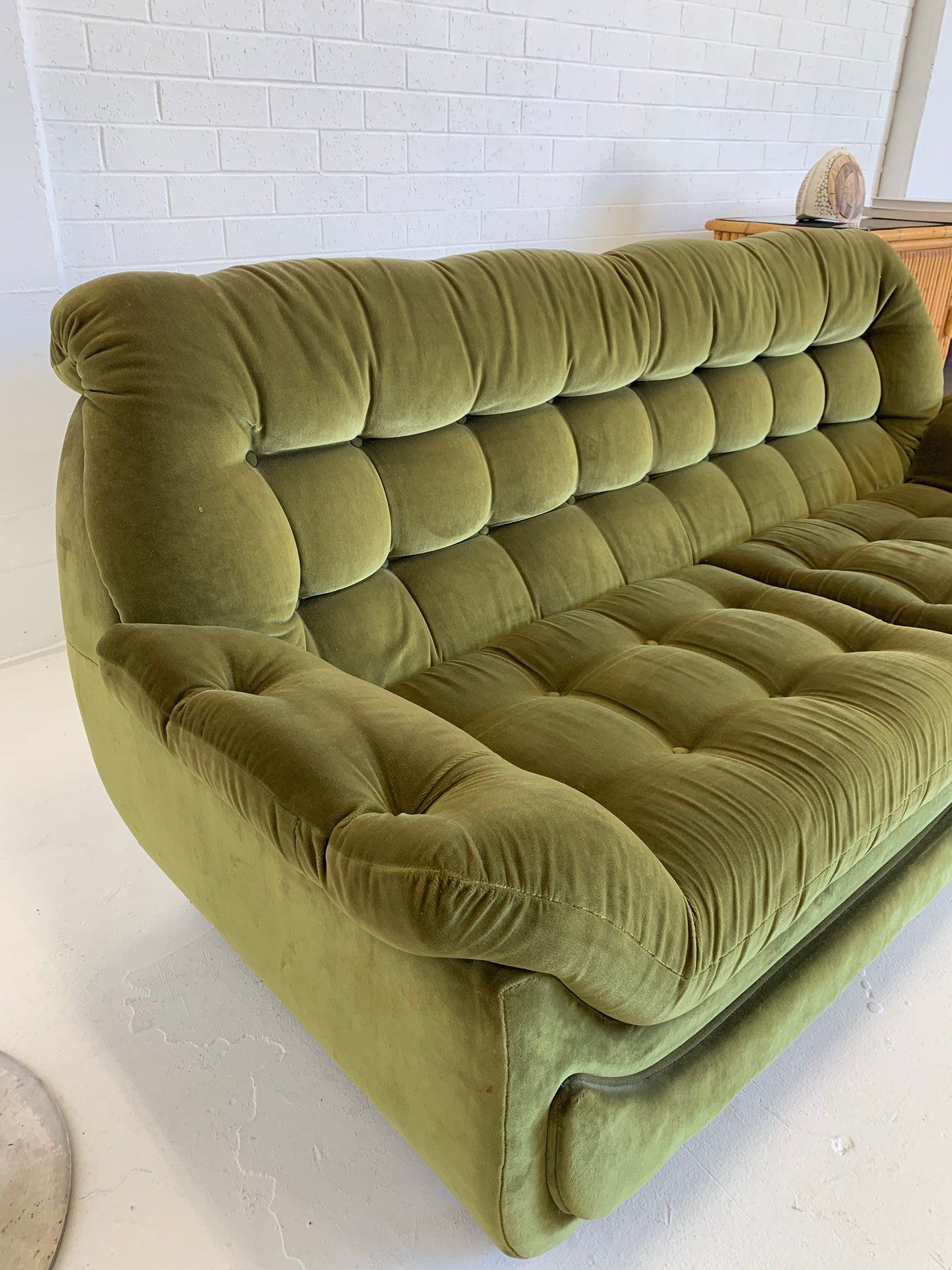 Vintage Green Velvet Sofa