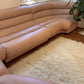 Vintage Modular Curved Blush Pink Leather Sofa