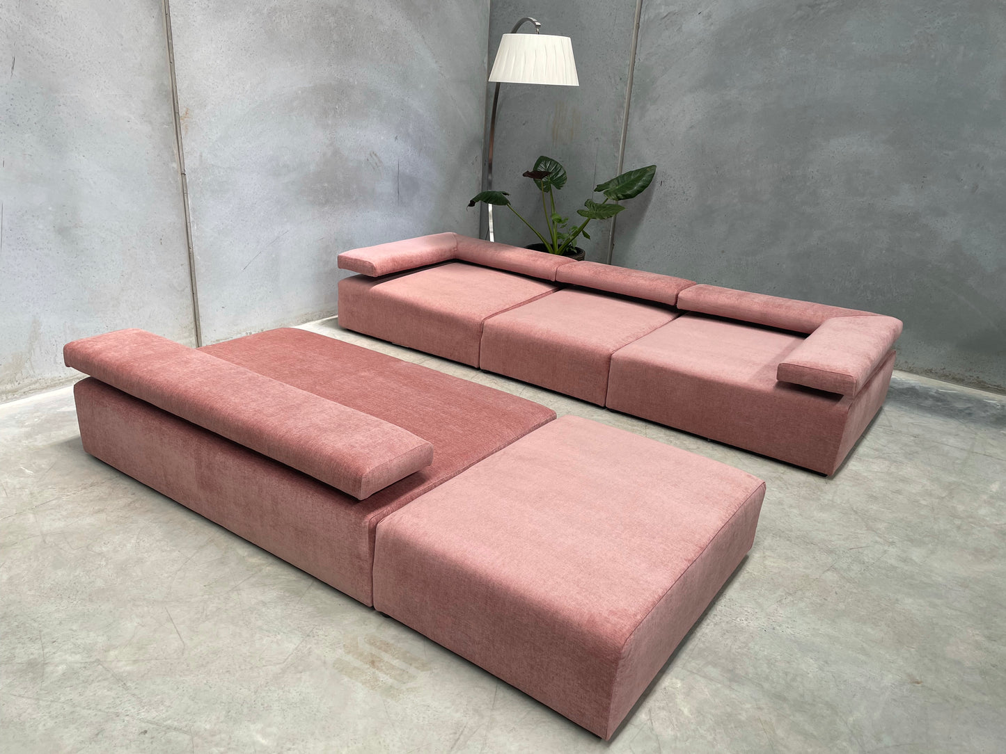 Pink Five Piece Modular Sofa