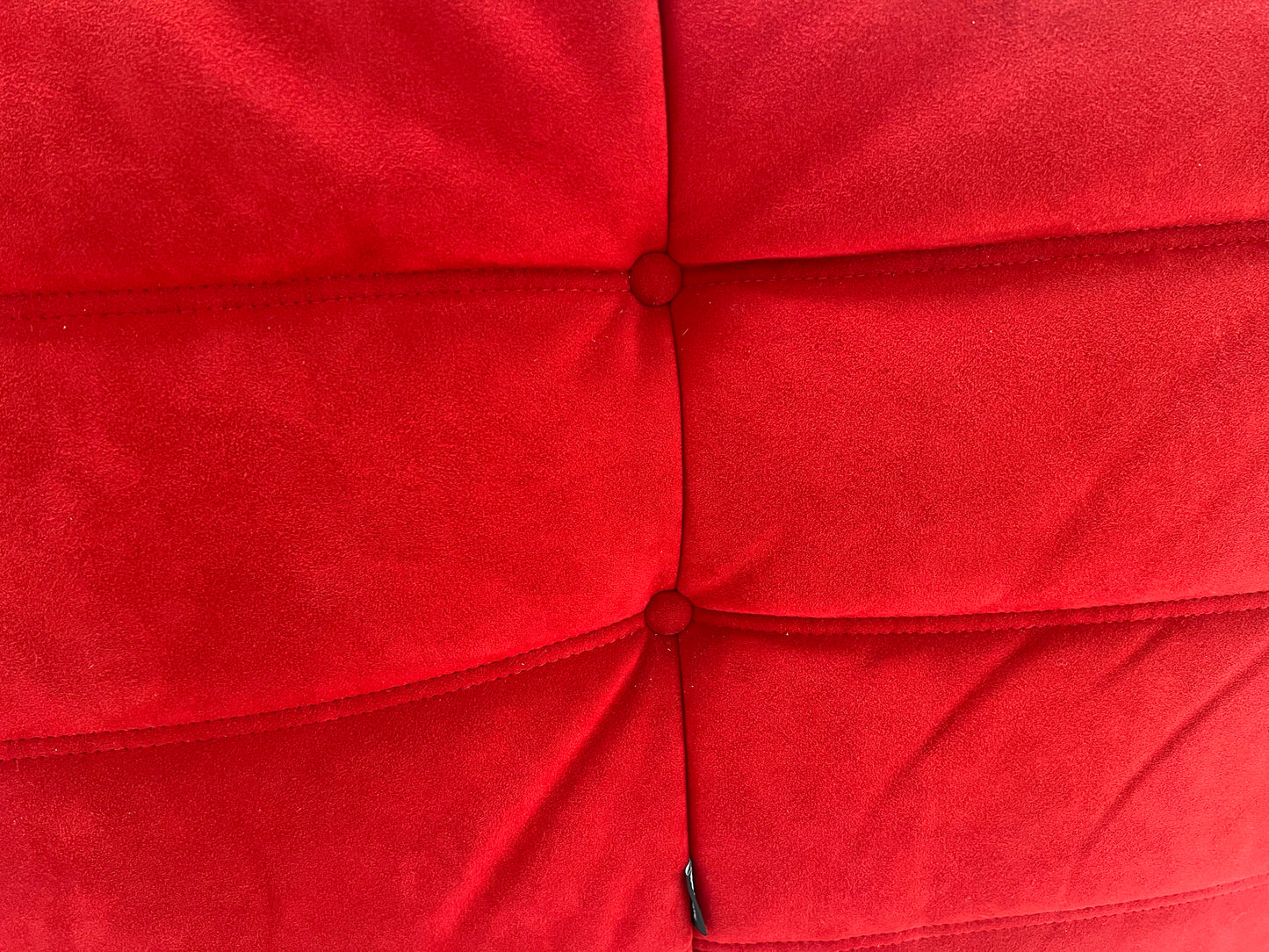 Vintage Ligne Roset Togo Fireside & Ottoman Set - Red Suede