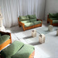 Vintage Glass & Travertine Coffee Table