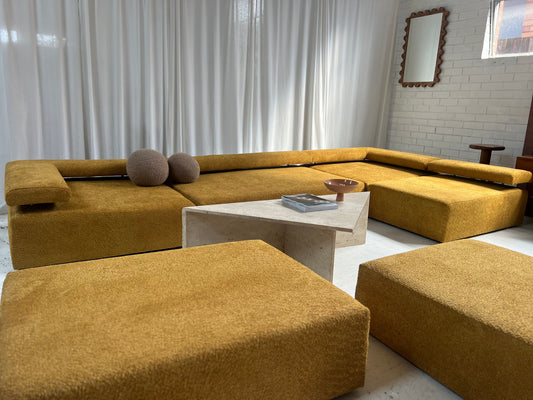 - Bespoke Large Mustard Bouclé Modular Sofa
