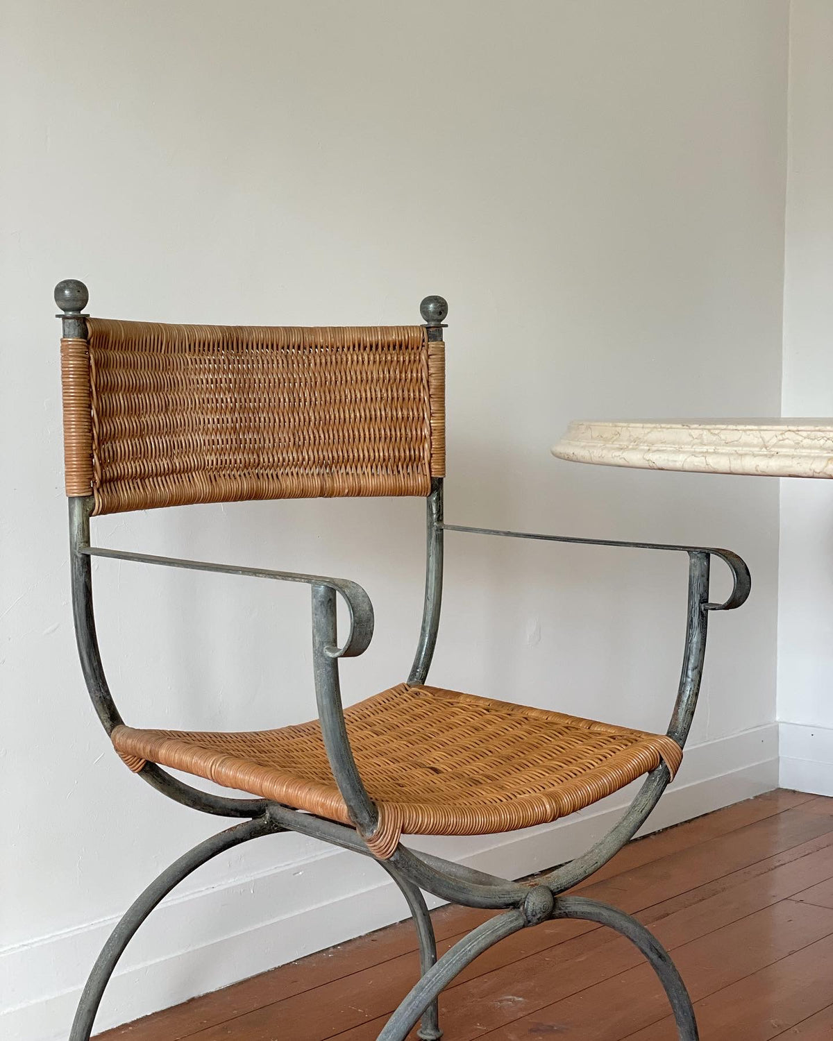 Vintage Iron And Cane Dining Chairs - Six Available