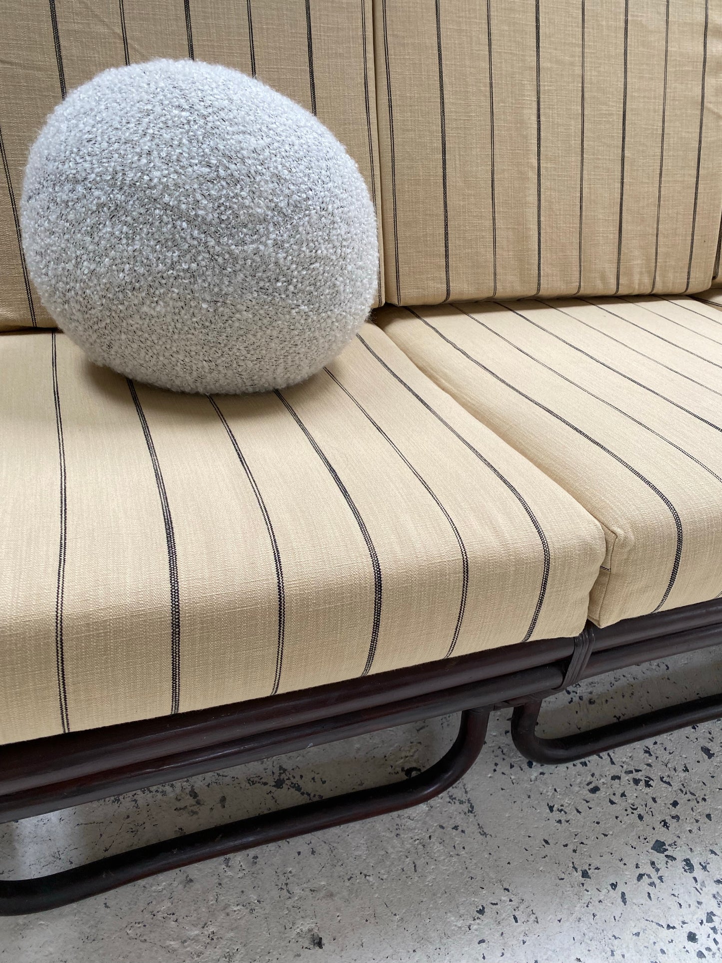 Vintage Dark Bamboo Armchair - Coffee Stripe