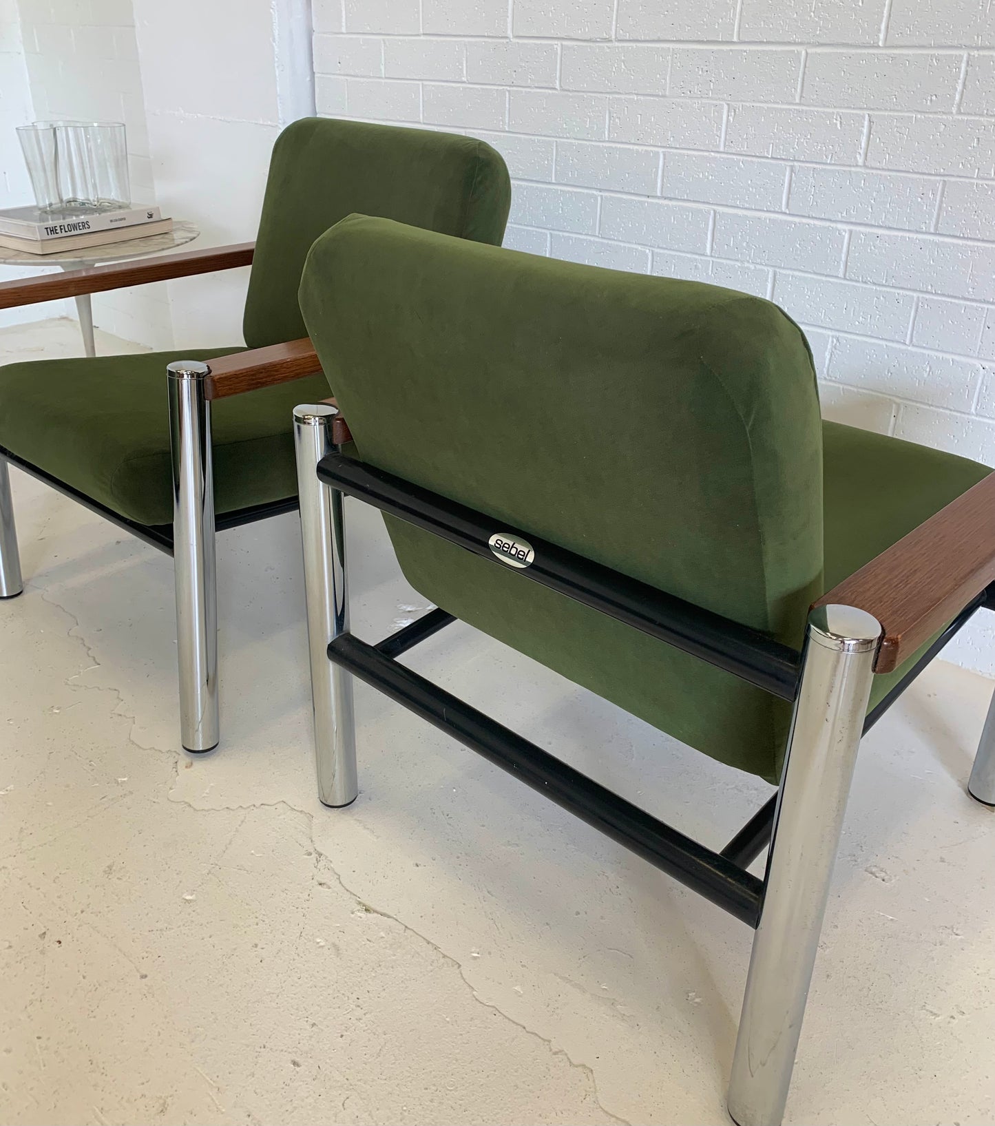 Vintage Teak and Chrome Sebel Armchairs