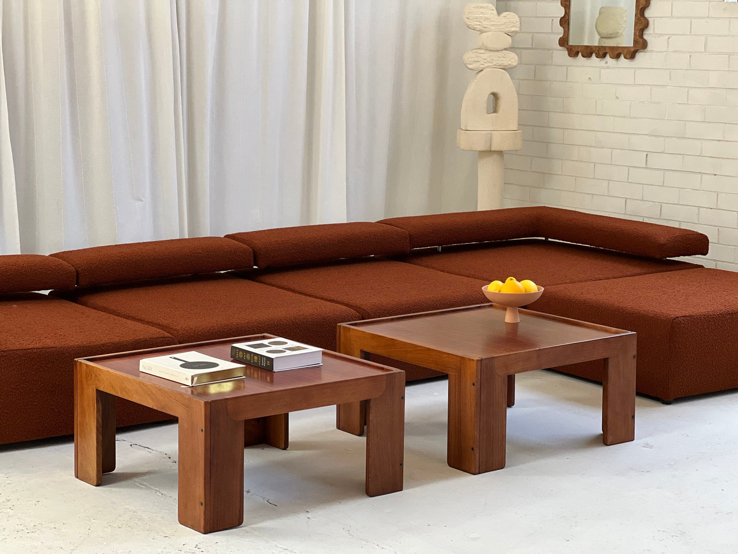 Large Bespoke Rust Boucle Modular Sofa