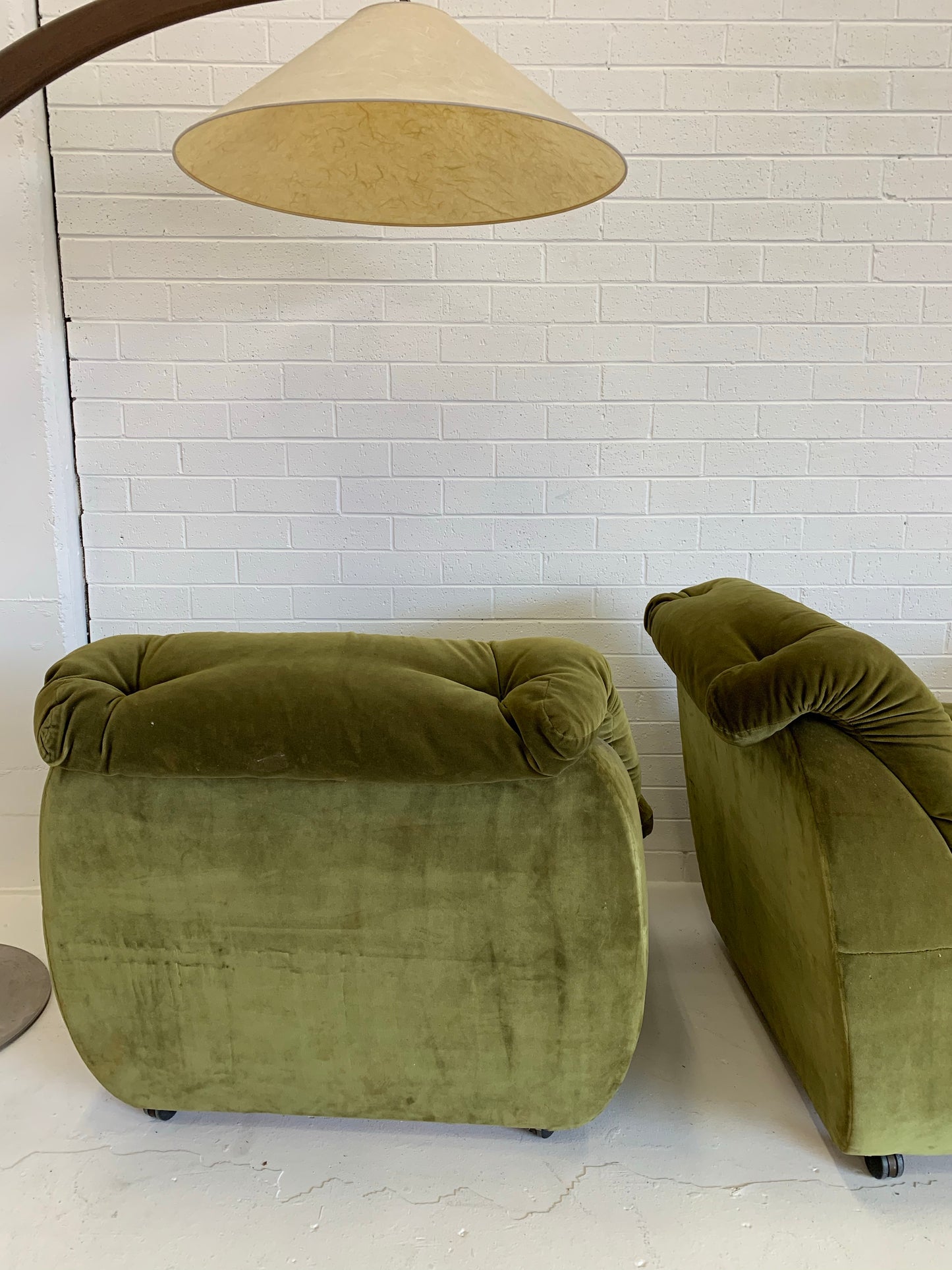Vintage Green Velvet Armchairs