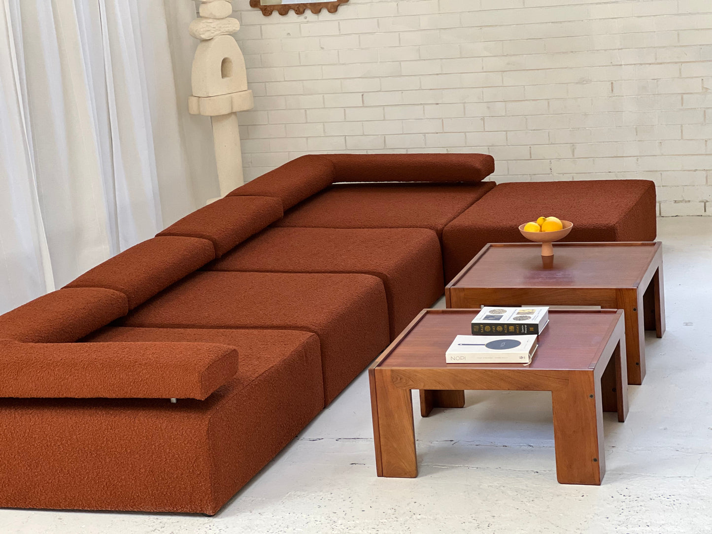 Large Bespoke Rust Boucle Modular Sofa