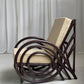 Vintage Dark Bamboo Armchair - Coffee Stripe