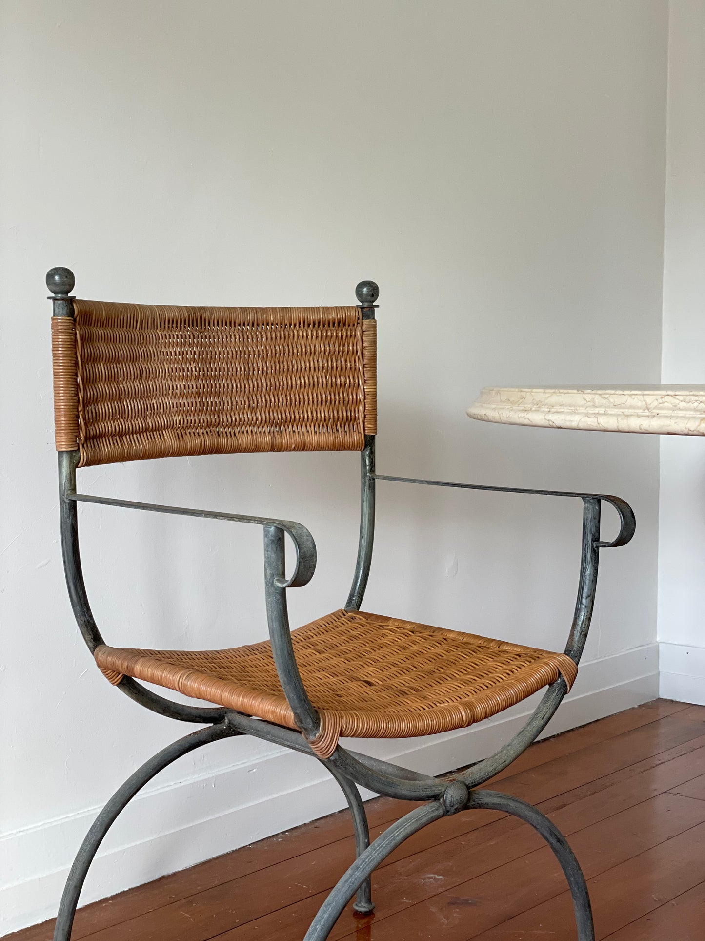 Vintage Iron And Cane Dining Chairs - Six Available