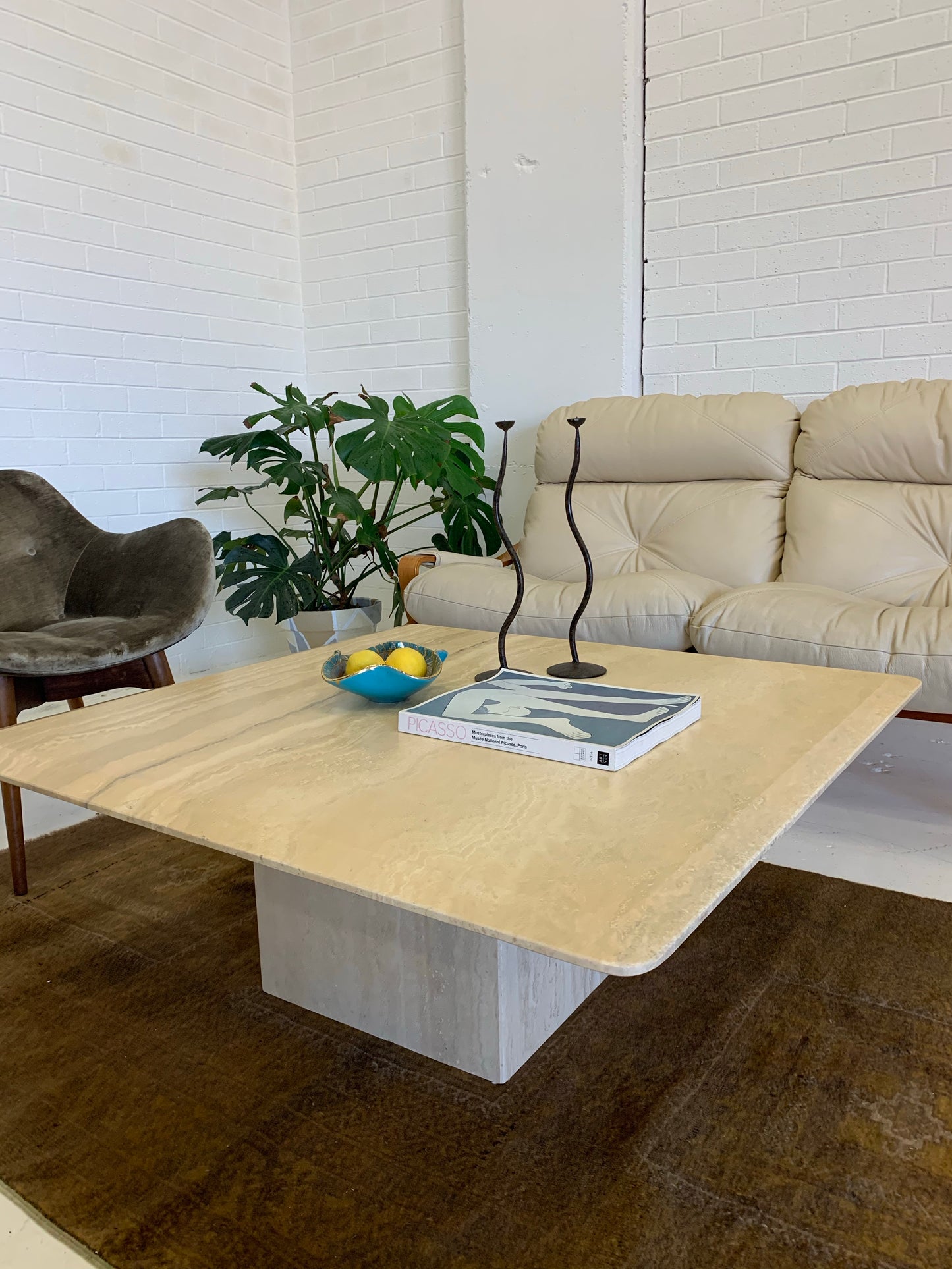 Vintage Italian Travertine Coffee Table