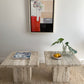 Vintage Unfilled Travertine Side Tables