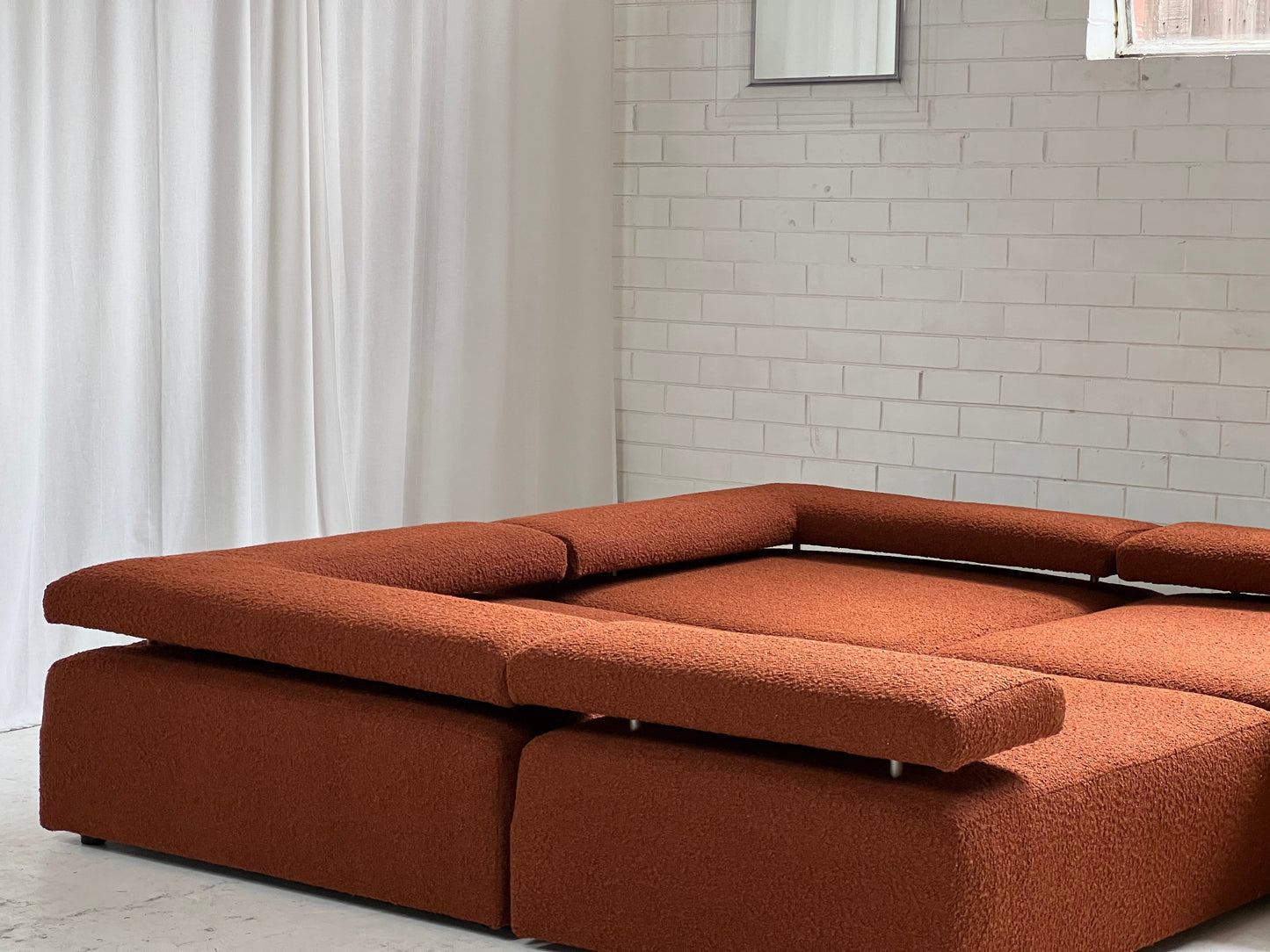 Large Bespoke Rust Boucle Modular Sofa