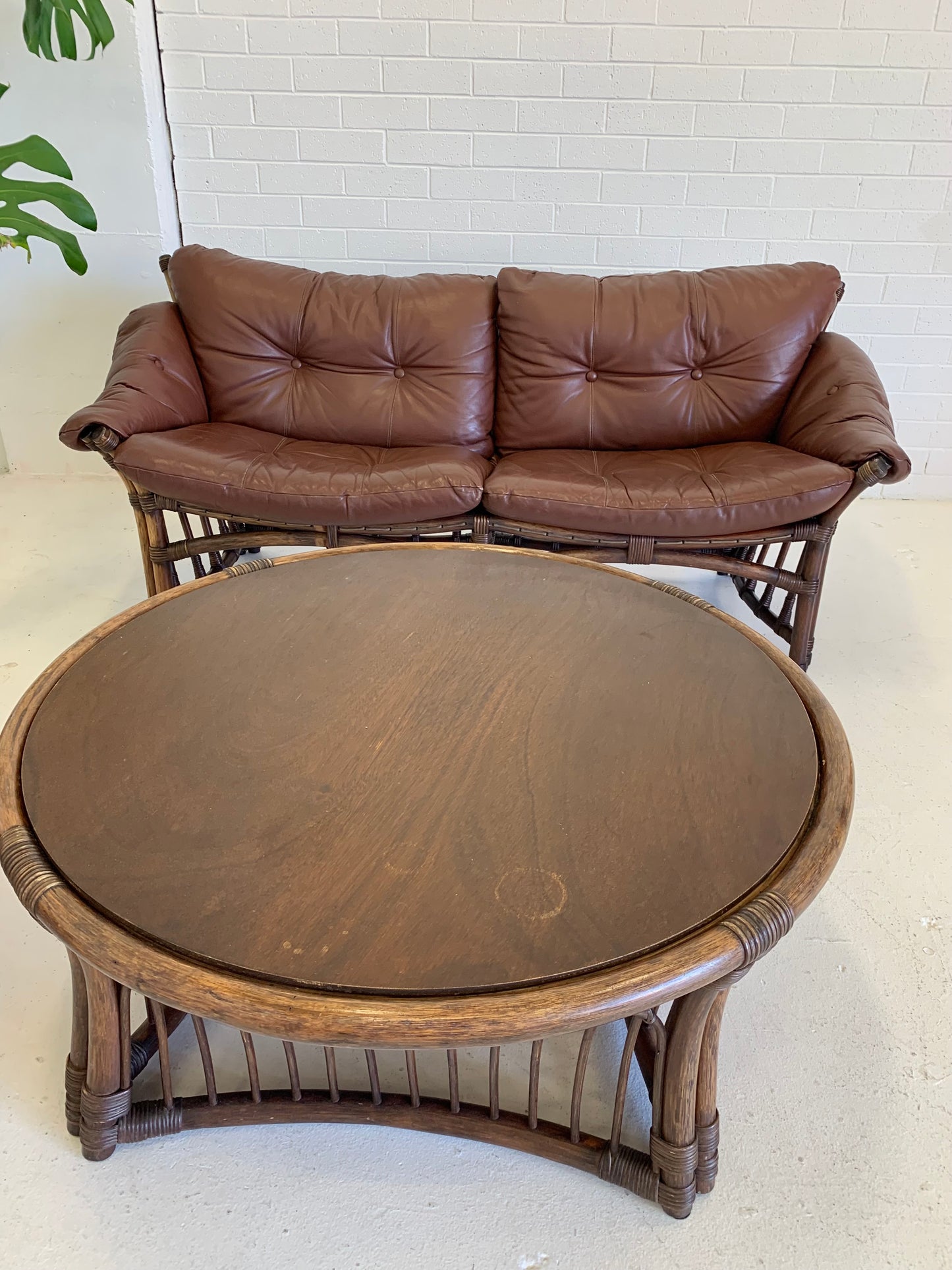Vintage Cane + Bamboo Coffee Table