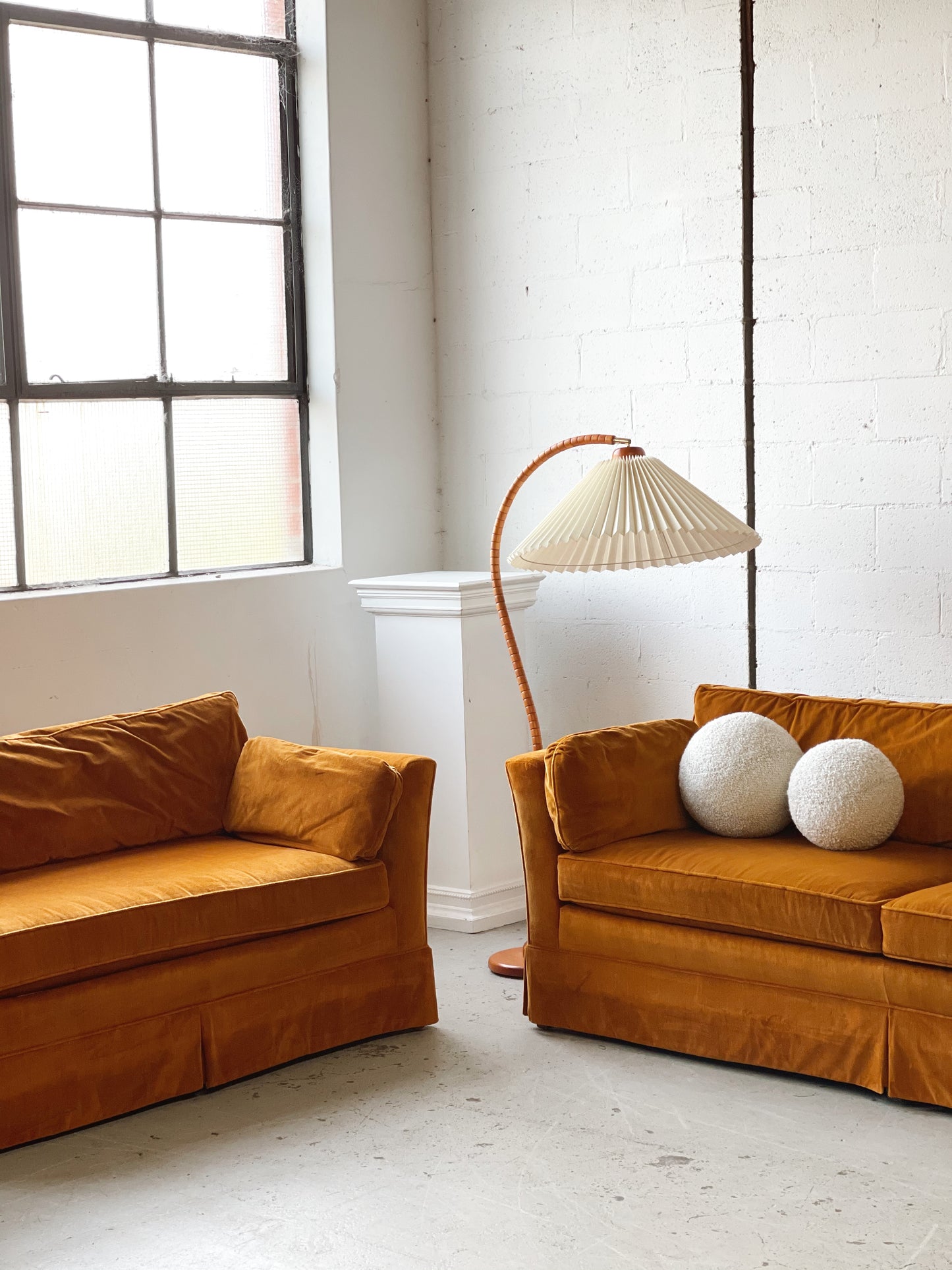 Large Burnt Orange Velvet Lounge