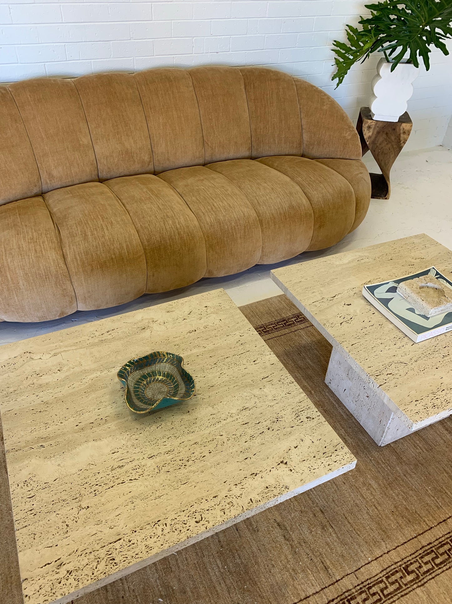 Unfilled Travertine Side Table/ Coffee Table