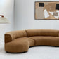 Curved Dark Caramel Chambray Velvet Sofa