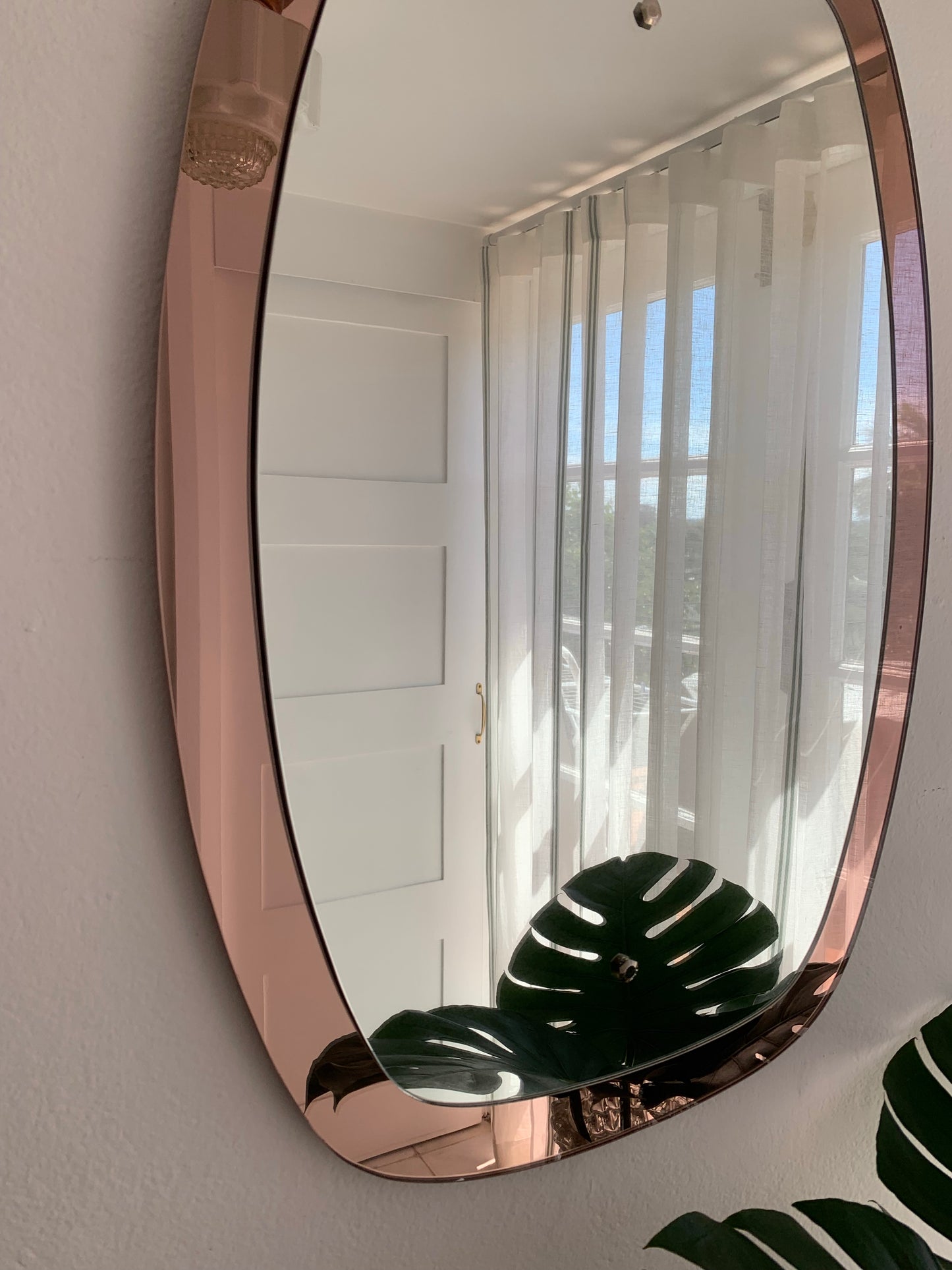 Italian 1950’s Pink Glass Mirror