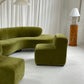 Olive Green Curved Velvet Sofa