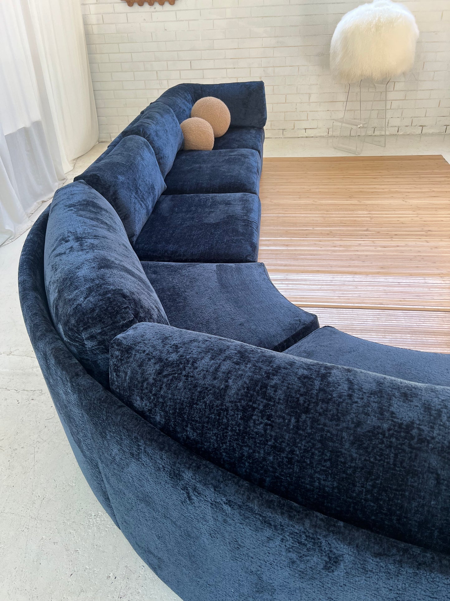 - Bespoke Curved Midnight Chenille Modular Sofa