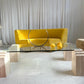 Vintage Glass & Travertine Coffee Table
