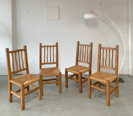 Four Wiggly Handmade Dining Chairs (Set)