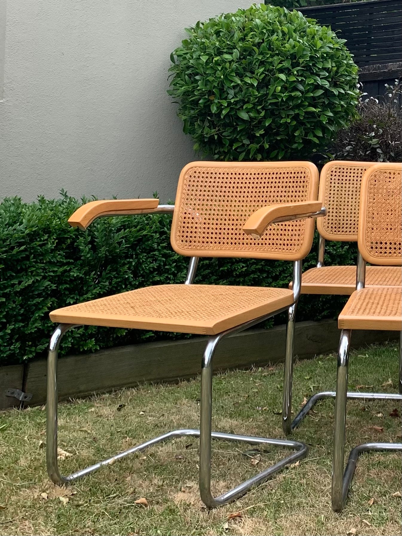 Set of 6 Marcel Breuer Cesca B32 Dining Chairs, Made in Italy