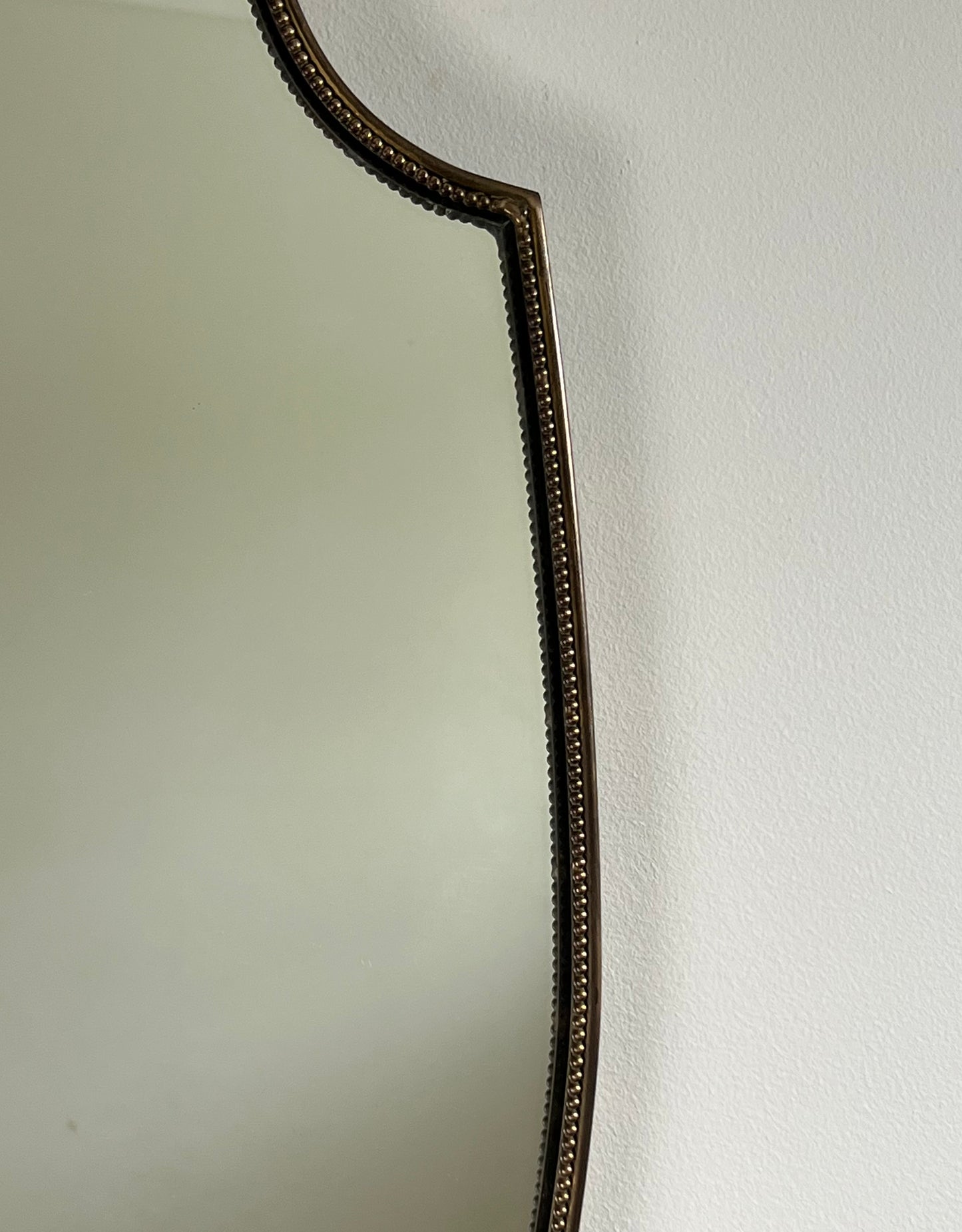 1950s Italian Brass Mirror - Beaded Shield