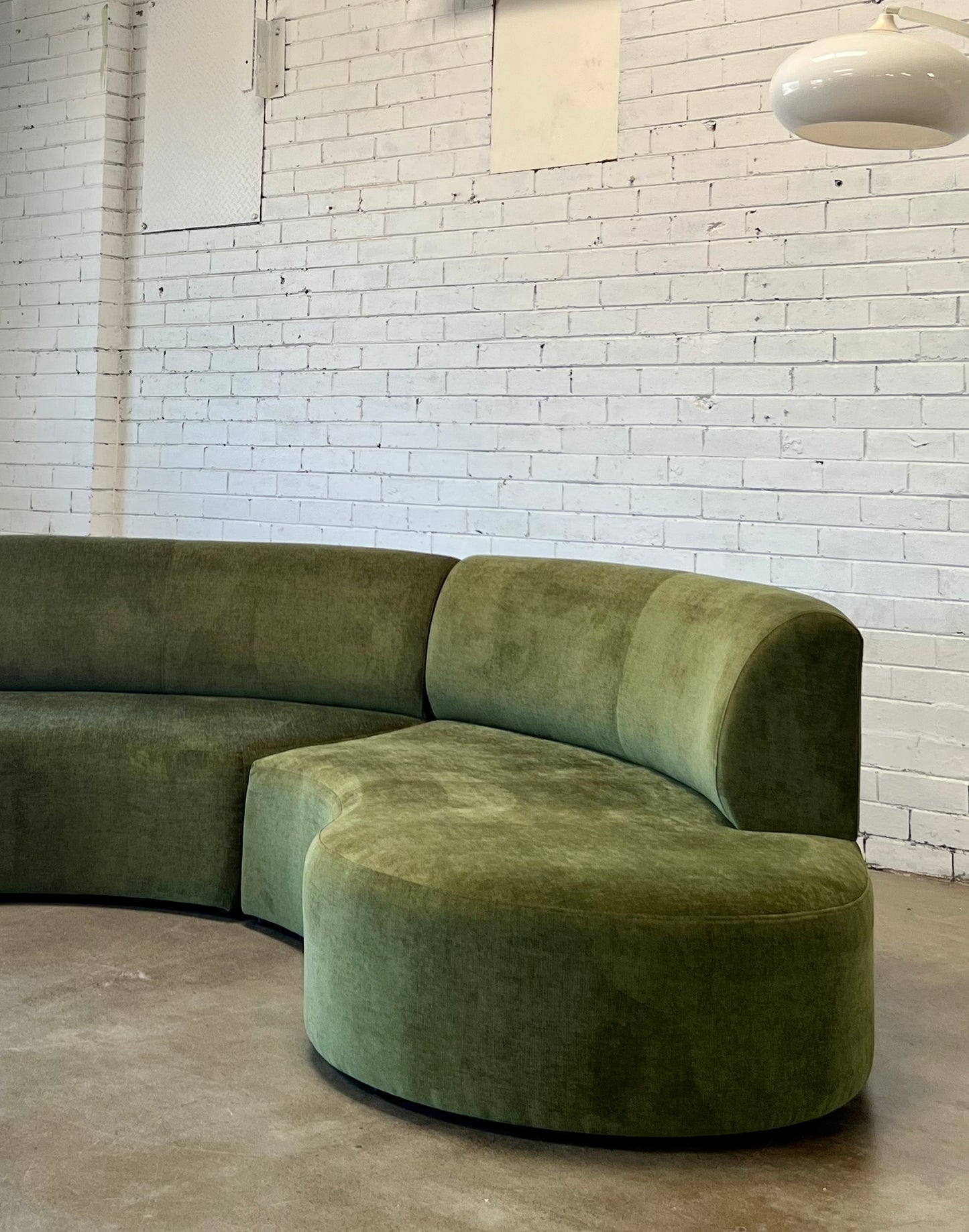 Bespoke Curved Sofa in Deep Botanical Green