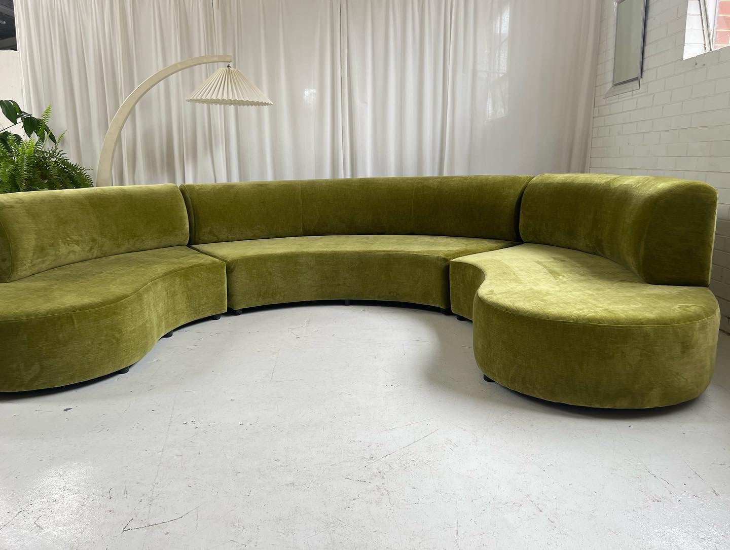 - Bespoke Olive Velvet Curved Modular Sofa