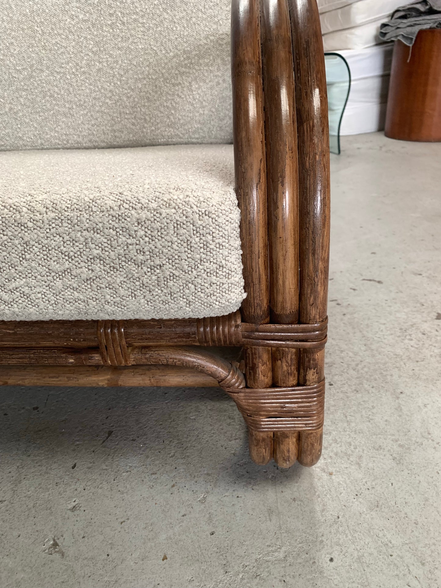 Classic Cane Pretzel Chair in Boucle - Two Available
