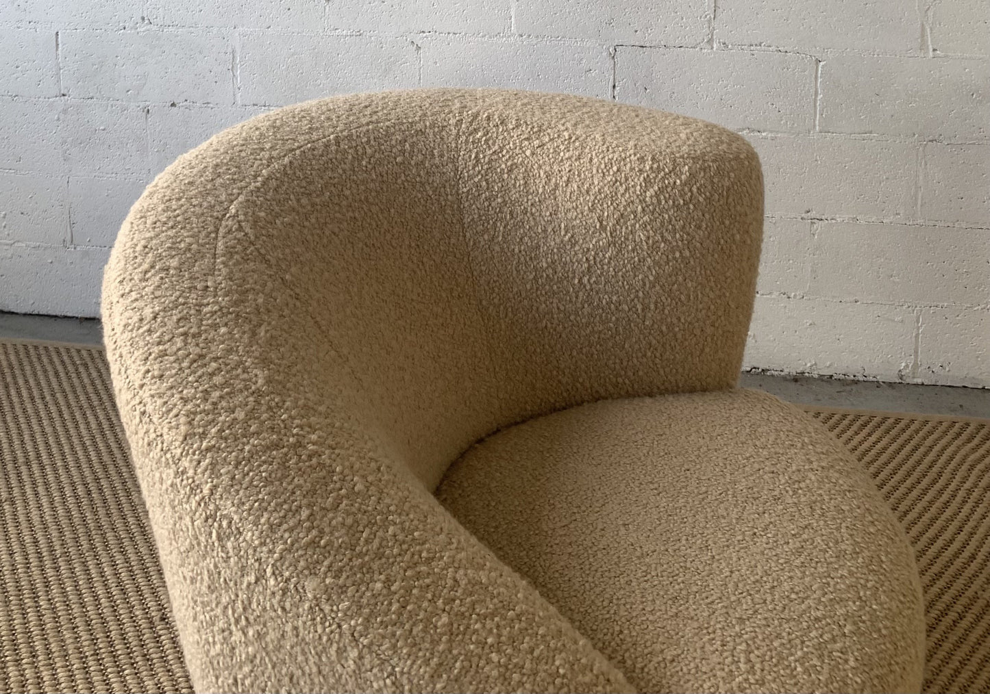 Sculptural Wool Boucle Swivel Chair by Design Warehouse