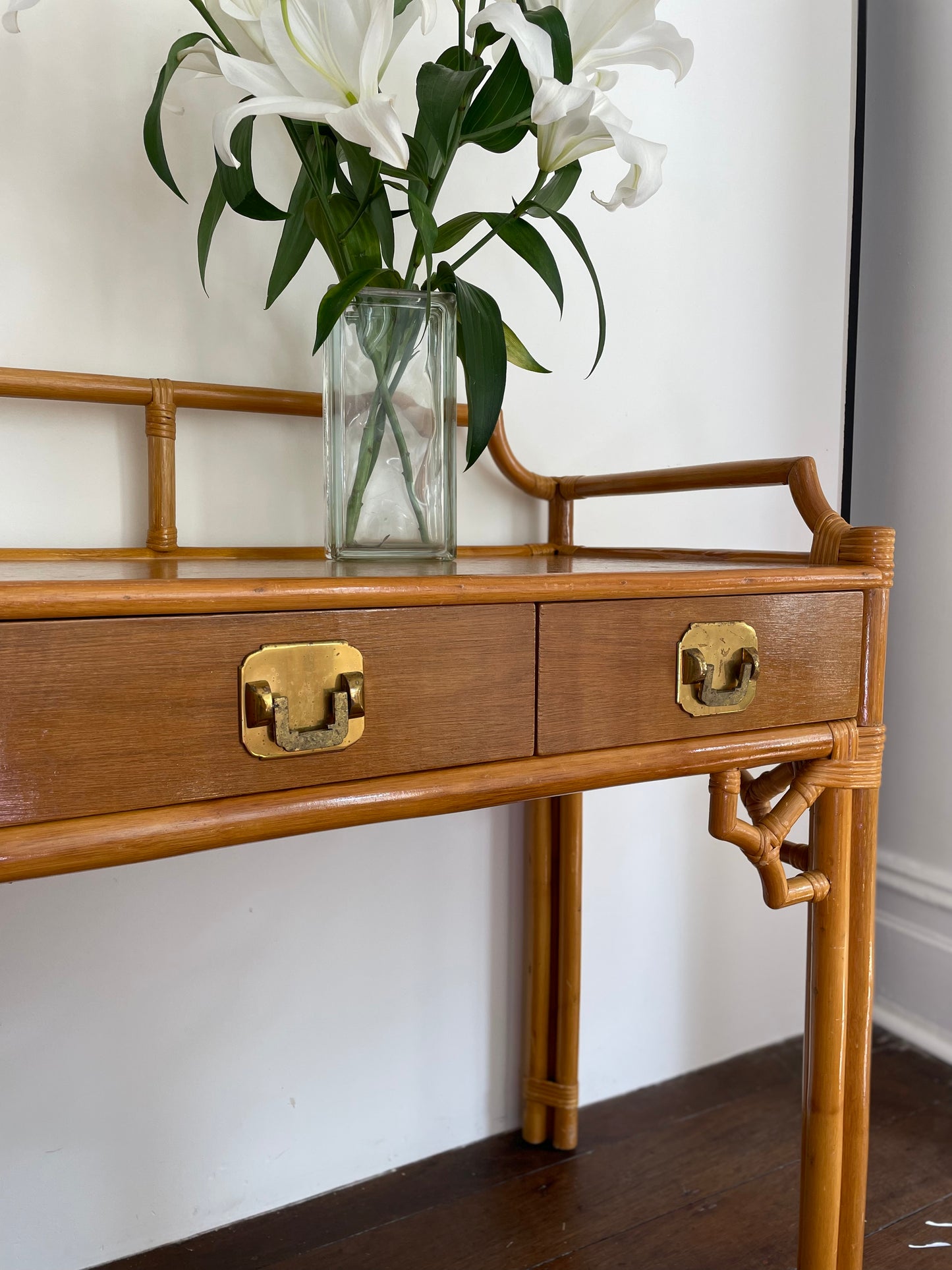 Vintage Cane Console or Desk