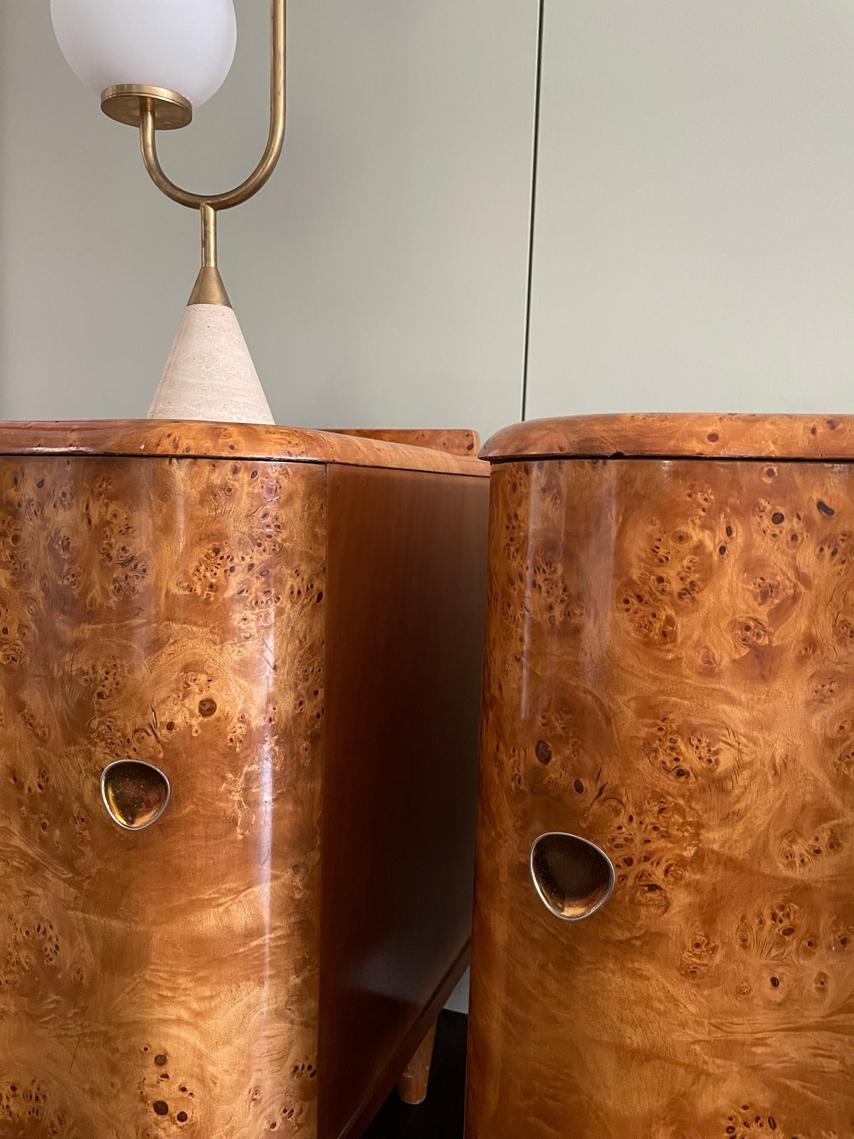 Burl Bedside Tables (Pair)