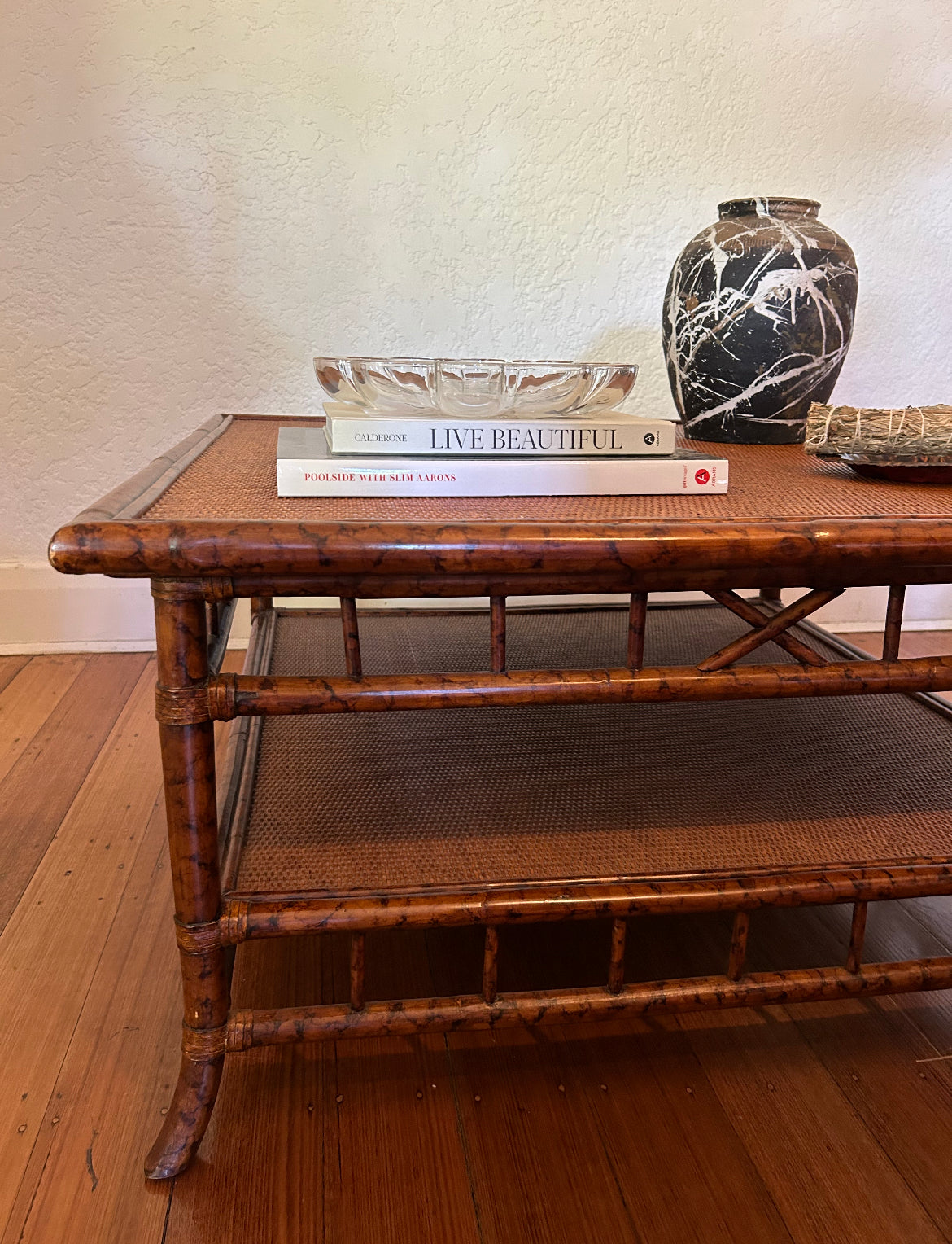 - Tortoiseshell Bamboo & Cane Coffee Table