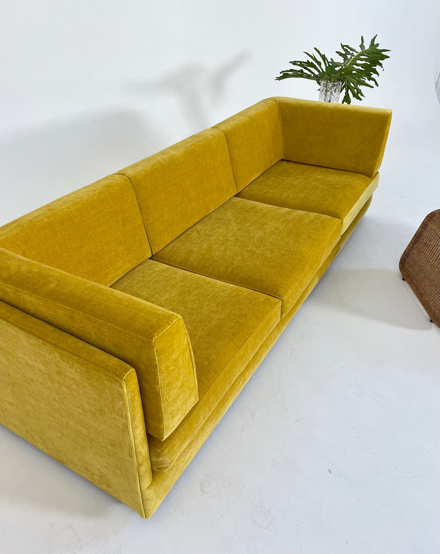 - Vintage Custom Velvet Sofa in Sunshine - Fully Refurbished