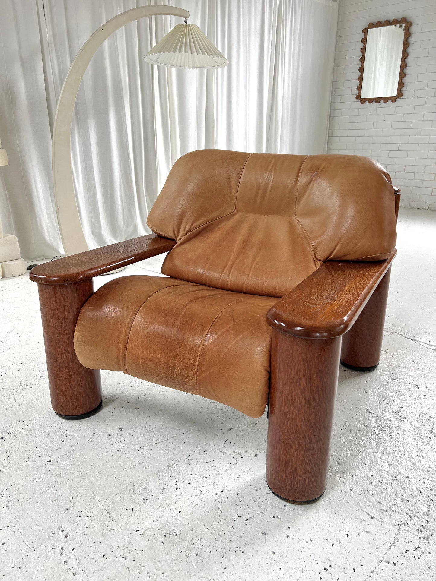 - Pacific Green Tan Leather Armchair