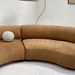 Curved Dark Caramel Chambray Velvet Sofa