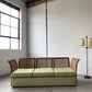 Refurbished Velvet & Rattan Sofa, Circa 1960-70